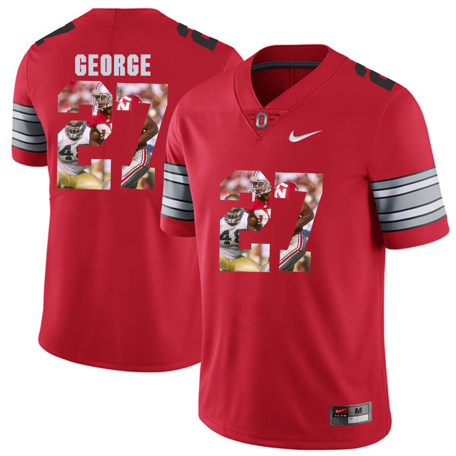 Men Ohio State #27 George Red Fashion Edition Customized NCAA Jerseys